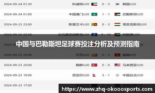 中国与巴勒斯坦足球赛投注分析及预测指南